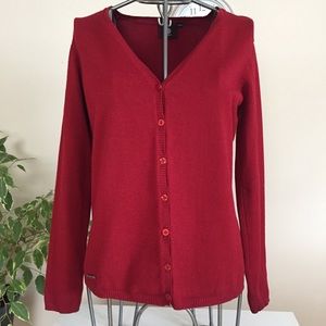 Keen dark red button down sweater
